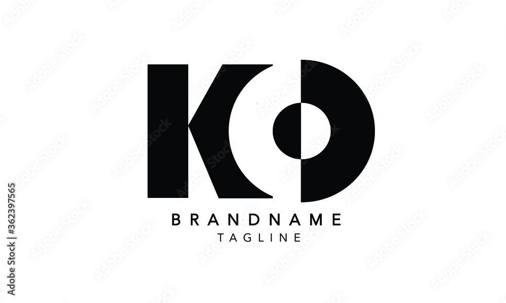 Alphabet letters Initials Monogram logo KO, OK, K and O  - obrazy, fototapety, plakaty 