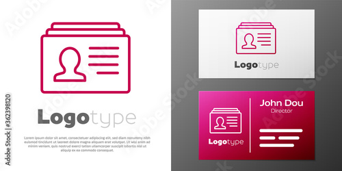 Logotype line Resume icon isolated on white background. CV application. Searching professional staff. Analyzing personnel resume. Logo design template element. Vector.