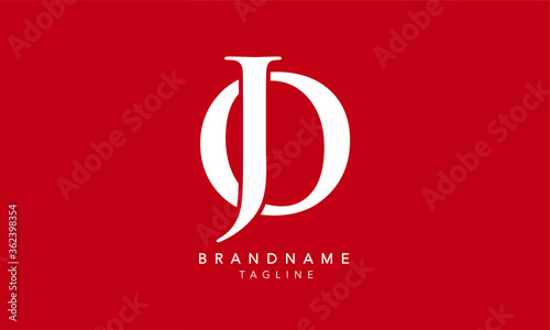 Alphabet letters Initials Monogram logo JO, OJ, J and O 
