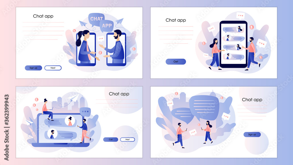 Mobile chat App. Online communication, social networking. Screen ...