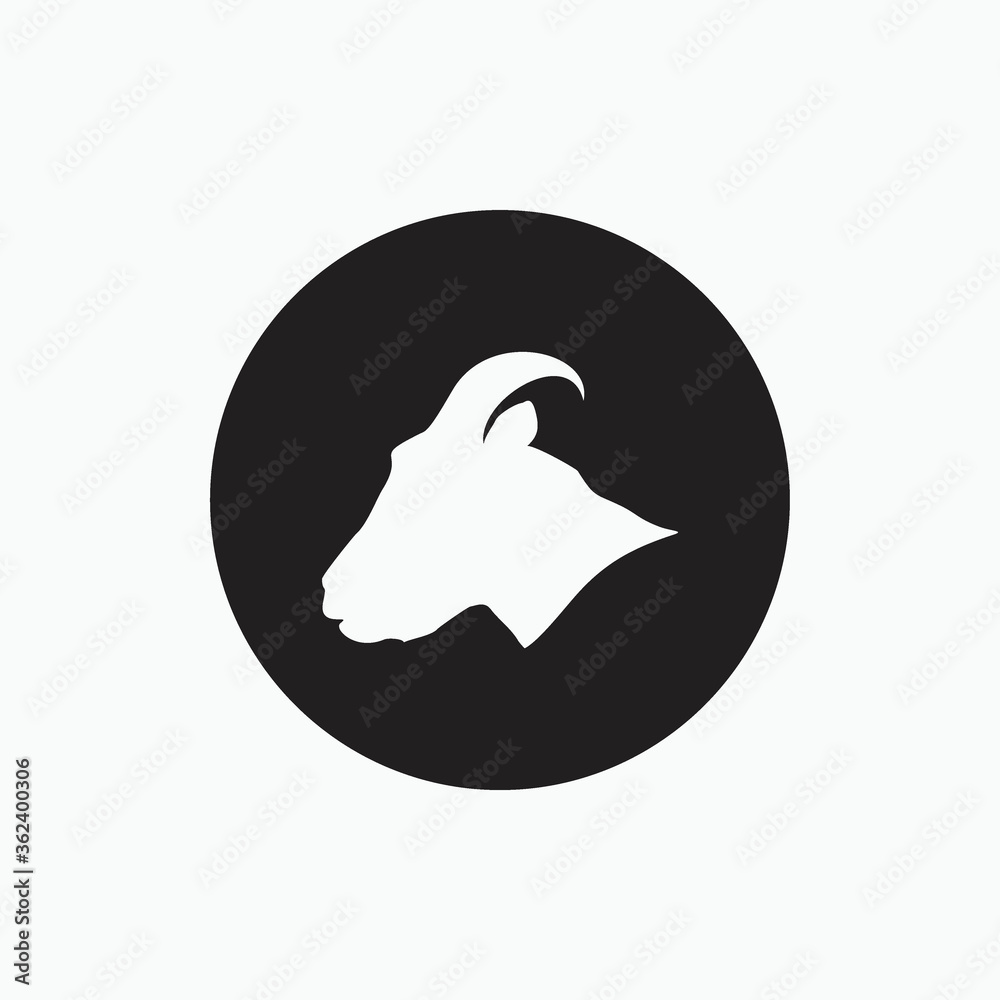 side face goat isolated on black circle - goat, sheep, lamb logo emblem or button icon silhouette - mammal, animal vector icon side face goat isolated on black circle - goat, sheep, lamb logo emblem or button icon silhouette - mammal, animal vector icon