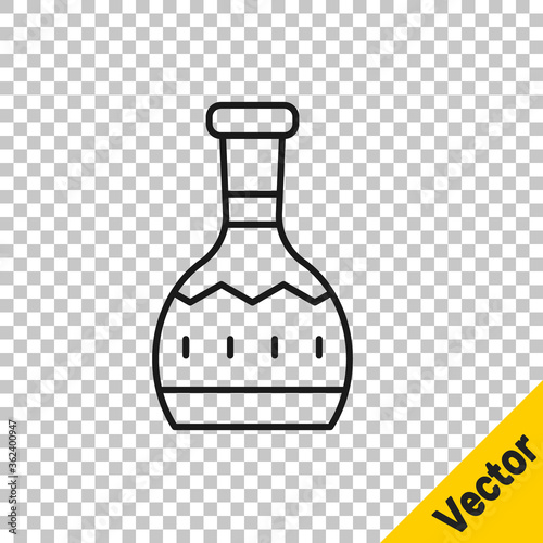 Black line Tequila bottle icon isolated on transparent background. Mexican alcohol drink. Vector.