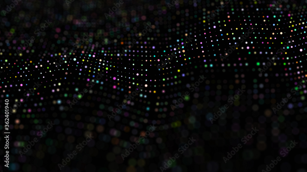 Wave 3d. Wave of particles. Futuristic point wave. Design for poster. 3d rendering. Wave 3d. Wave of particles. Futuristic point wave. Design for poster. 3d rendering.