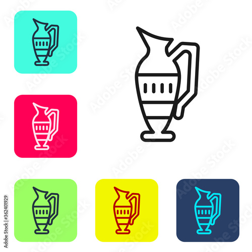 Black line Ancient amphorae icon isolated on white background. Set icons in color square buttons. Vector.
