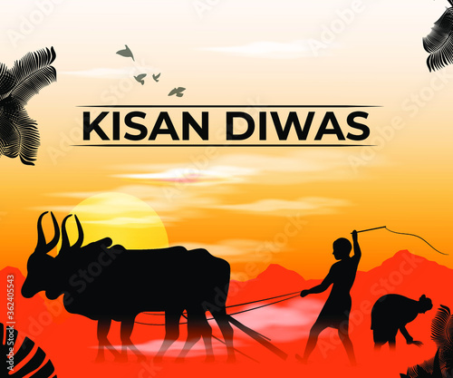 vector illustration for Indian day kisan diwas means farmer days.