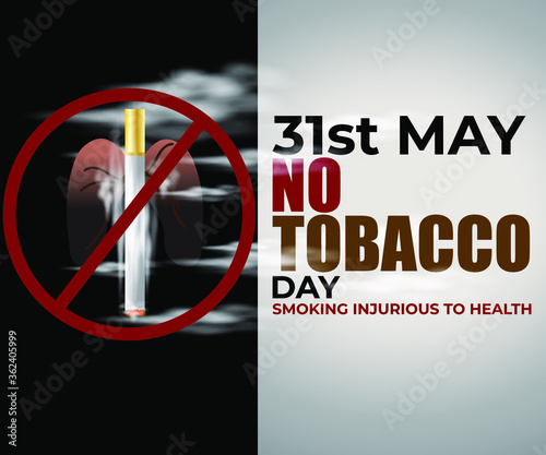 Illustration for say no to smoking, concept for world no tobacco day, Illustration is showing caricature of cigarette holding the human lungs and filling up with smoke in smoky background