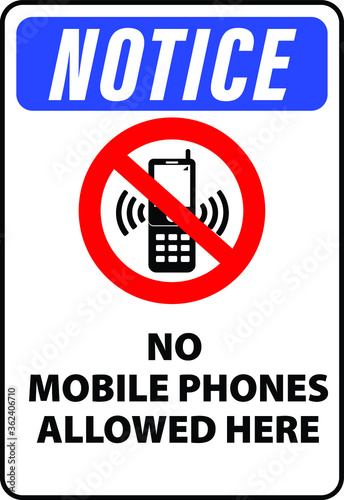 No mobile phones zone sign