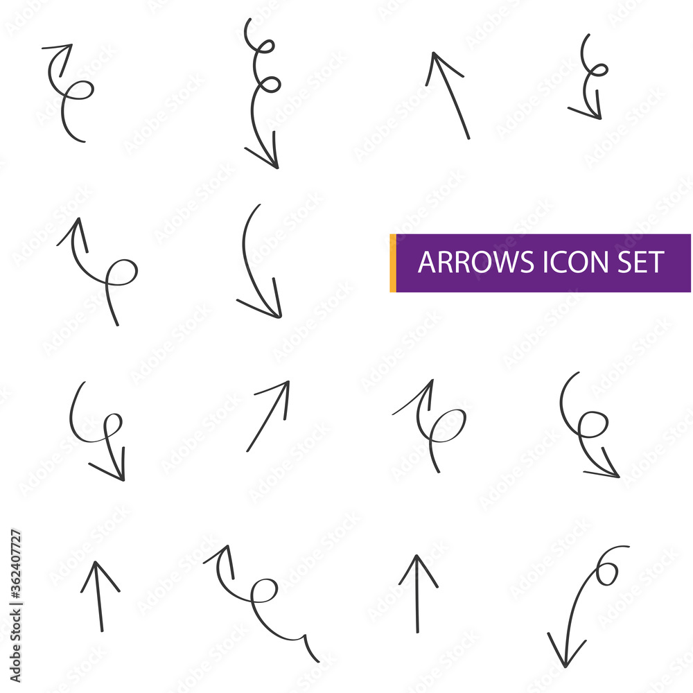 Fototapeta premium Black arrows vector icon set
