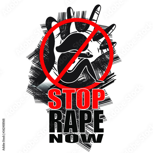 POSTER/BANNER FOR SOCIAL AWARENESS WITH TEXT 'STOP RAPE NOW'.