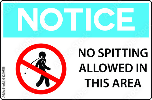 NO SPITTING ALLOWED DO NOT SPIT RESTRICTED PROHIBITED NOTICE WARNING SIGN KEEP AREA CLEAN VECTOR ILLUSTRATION EPS