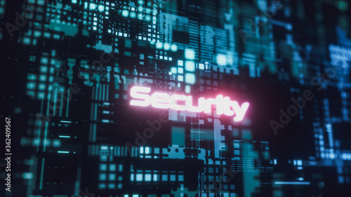 Data Security Protection Screen, Cloud Data Security System Background, Futuristic Technology Background, 3d Rendering