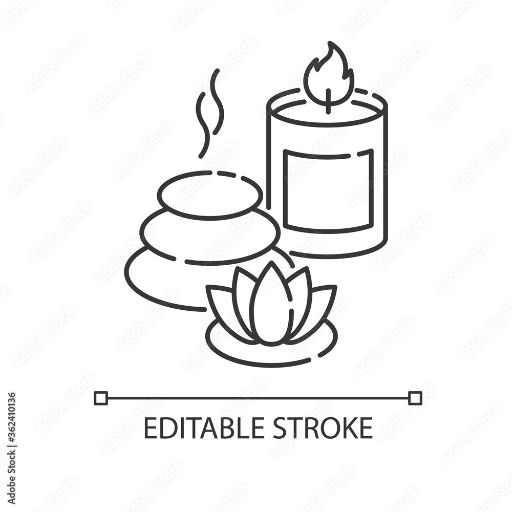 Spa resort pixel perfect linear icon. Wellness tourism, health sanatorium thin line customizable illustration. Contour symbol. Relaxation procedures. Vector isolated outline drawing. Editable stroke Spa resort pixel perfect linear icon. Wellness tourism, health sanatorium thin line customizable illustration. Contour symbol. Relaxation procedures. Vector isolated outline drawing. Editable stroke