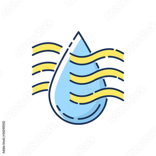 Drying process RGB color icon. Water purification technology, filtration system. Production manufacturing stage. Clean water drop isolated vector illustration