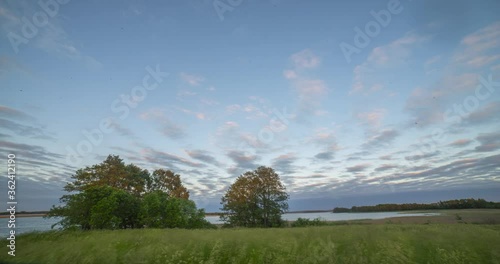 lake at sunset. Time Lapse Shooting
