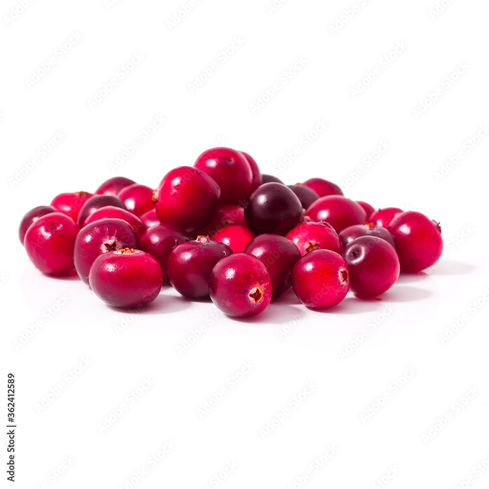 Heap of cranberries isolated on a white background. Heap of cranberries isolated on a white background.