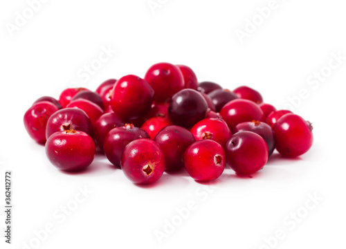 Heap of cranberries isolated on a white background.