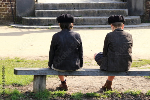 boys in traditional clothes in Bokrijk, Belgium photo