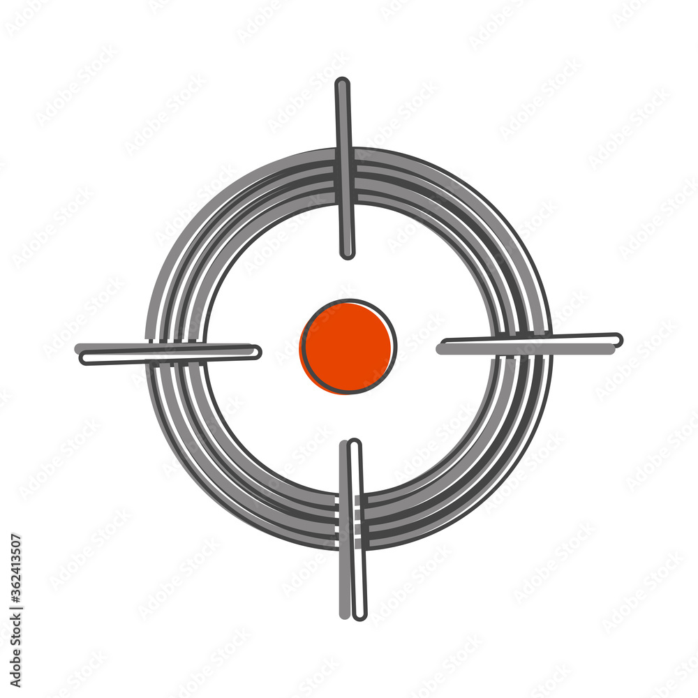 Target vector icon. Vector symbol of the target cartoon style on white isolated background. Target vector icon. Vector symbol of the target cartoon style on white isolated background.