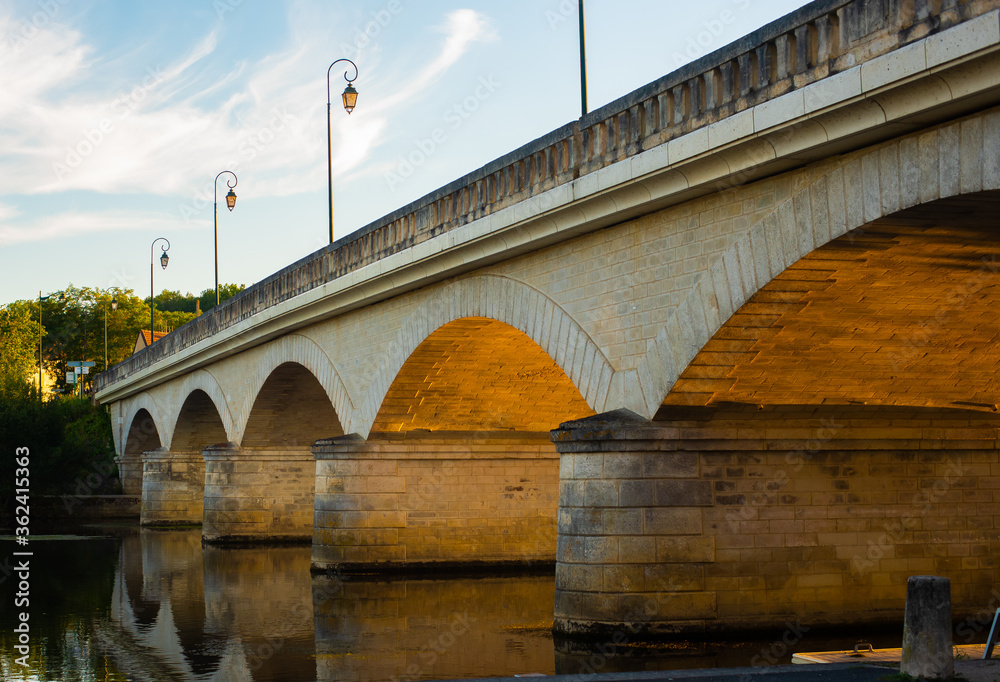 old bridge in France in the evening sun