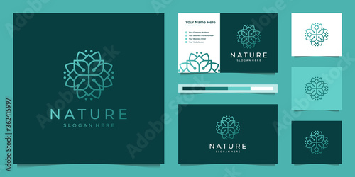 Elegant flower logo design line art. Can be used for beauty salons, decorations, boutiques, spas, yoga, cosmetic and skin care products. premium business card vector