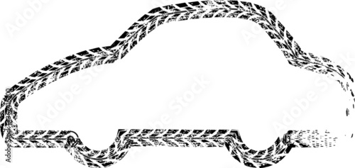 Tire tracks . Vector Tire Car Logo .  Auto Repair Service icon ,