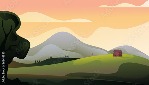 Agriculture farmland farming field concept. Vector flat graphic design illustration