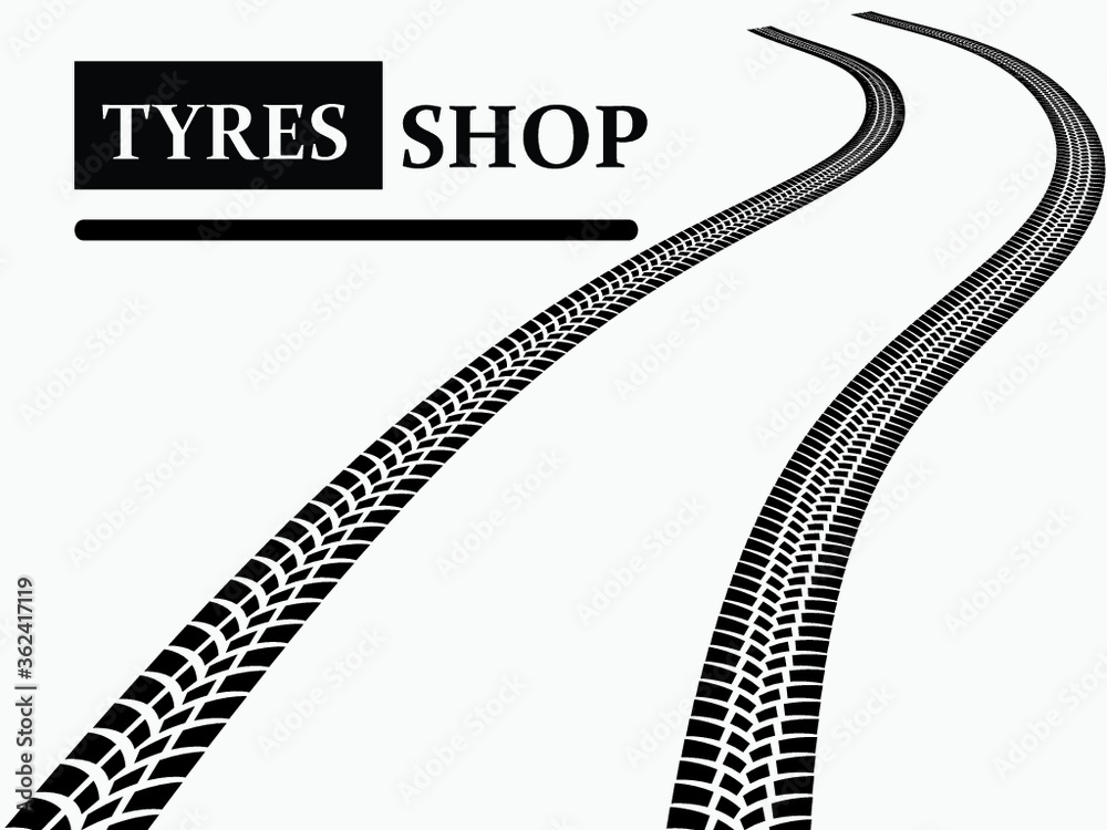 Naklejka premium Tire tracks . Vector Tire Car Logo . Auto Repair Service icon ,