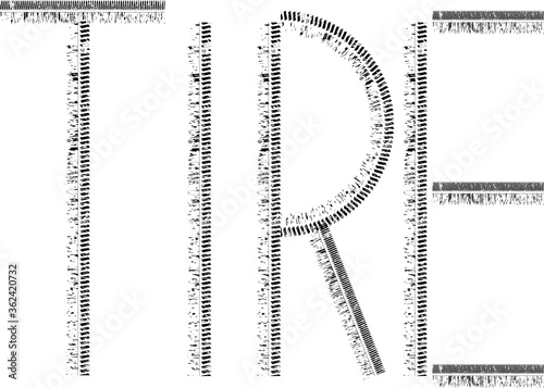 Tyre . Vector Print Textured Tire Track . Design Element .Bike thread silhouette. 