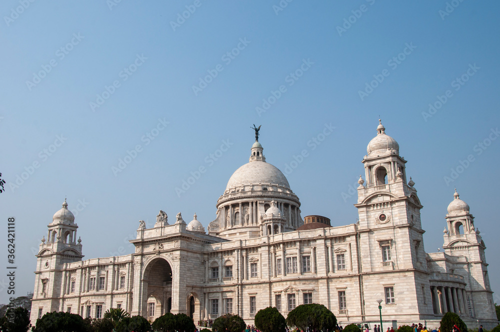 The Victoria Memorial is a large marble building in Kolkata, West Bengal, India.