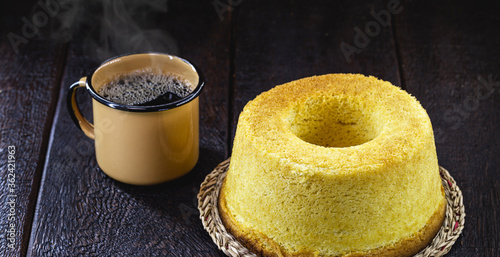cornmeal cake, corn flour. Food and sweets typical of the June and July parties in Brazil. photo