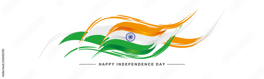 Happy Independence day India abstract flag white background banner ...
