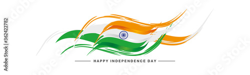 Happy Independence day India abstract flag white background banner