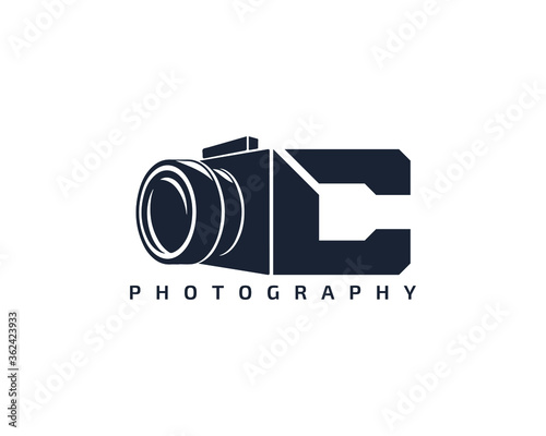 Initial Letter C Camera photography filmmaker logo design 