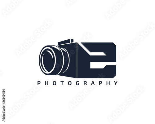 Initial Letter E Camera photography filmmaker logo design 