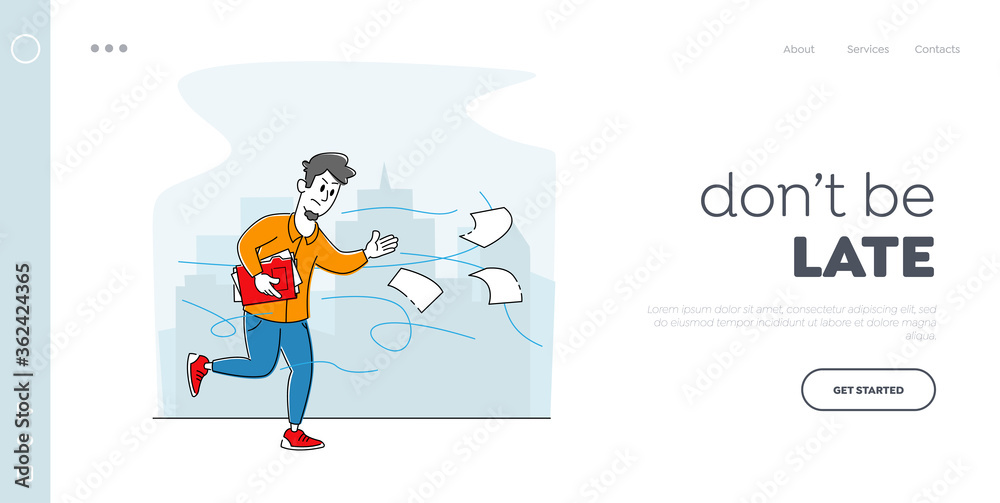 custom made wallpaper toronto digitalWindy Weather with Blowing Wind Landing Page Template. Business Man Character Running Fast Trying to Catch Flying Documents Blown Away with Strong Whirlwind in Cold Autumn. Linear Vector Illustration