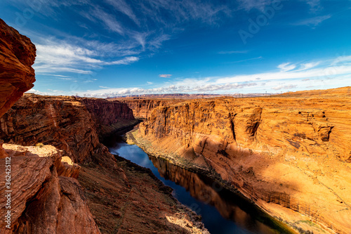 Endless desert landscape seen with red rocks, near Colorado river, Page, AZ, USA