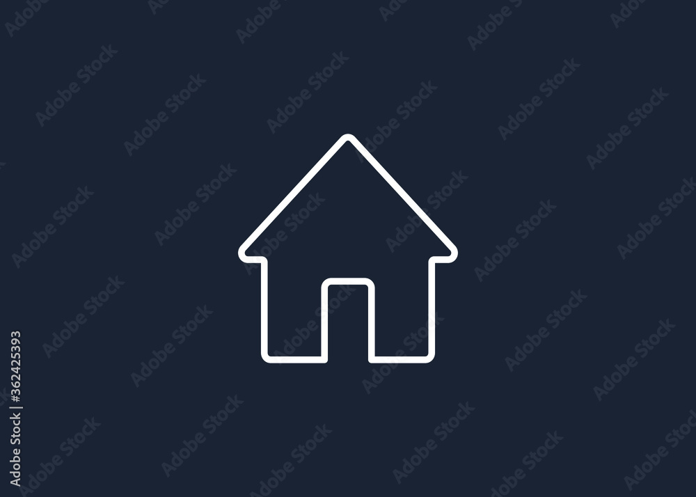 Fototapeta premium Home icon. House symbol illustration vector to be used in web applications. House flat pictogram isolated. Stay home. Line icon representing house for web site or digital apps. 