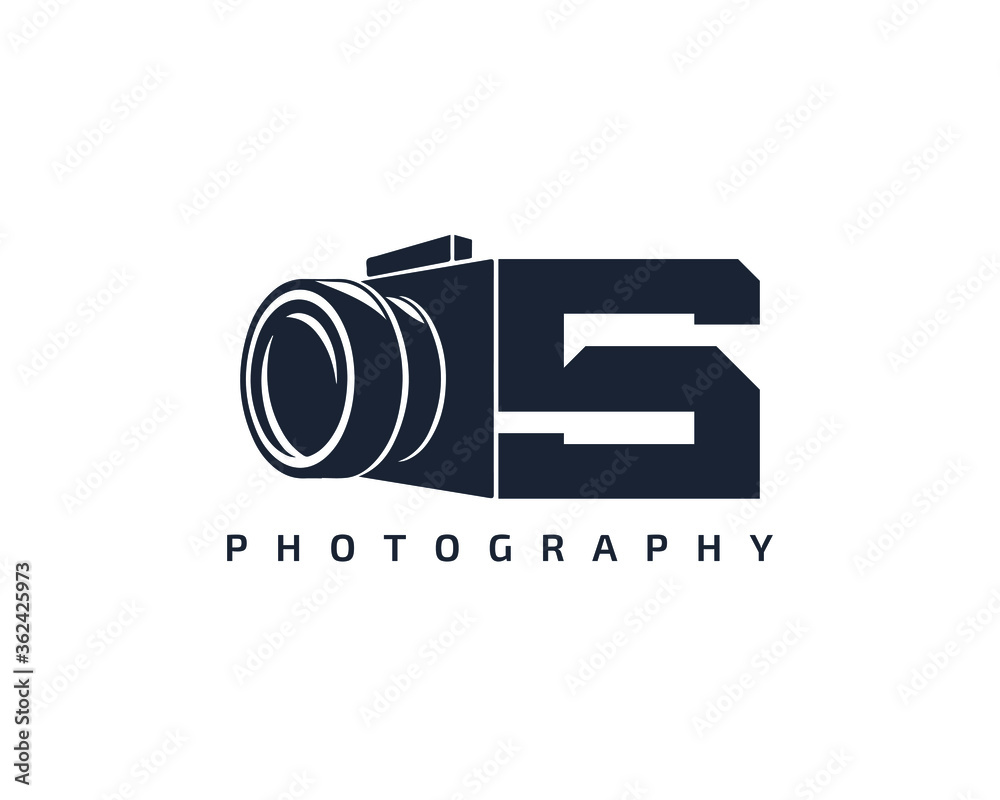 Initial Letter S Camera photography filmmaker logo design Stock