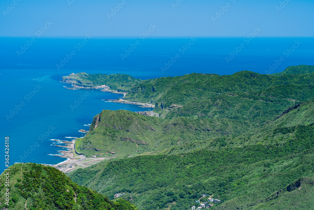 Keelung Mountain Landscape from Ruifang District, New Taipei, Taiwan.