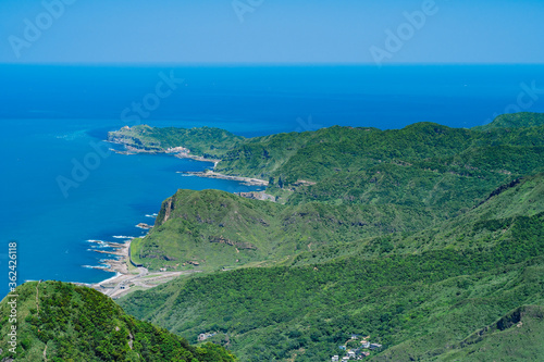 Keelung Mountain Landscape from Ruifang District, New Taipei, Taiwan.