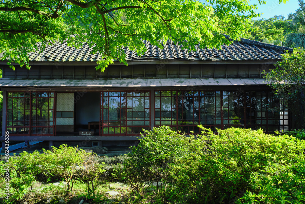 Ruifang, Taiwan - April 29, 2017: Jinguashi Crown Prince Chalet is a famous landmark of Gold Museum, New Taipei City Government in Ruifang District, New Taipei City, Taiwan. Ruifang, Taiwan - April 29, 2017: Jinguashi Crown Prince Chalet is a famous landmark of Gold Museum, New Taipei City Government in Ruifang District, New Taipei City, Taiwan.
