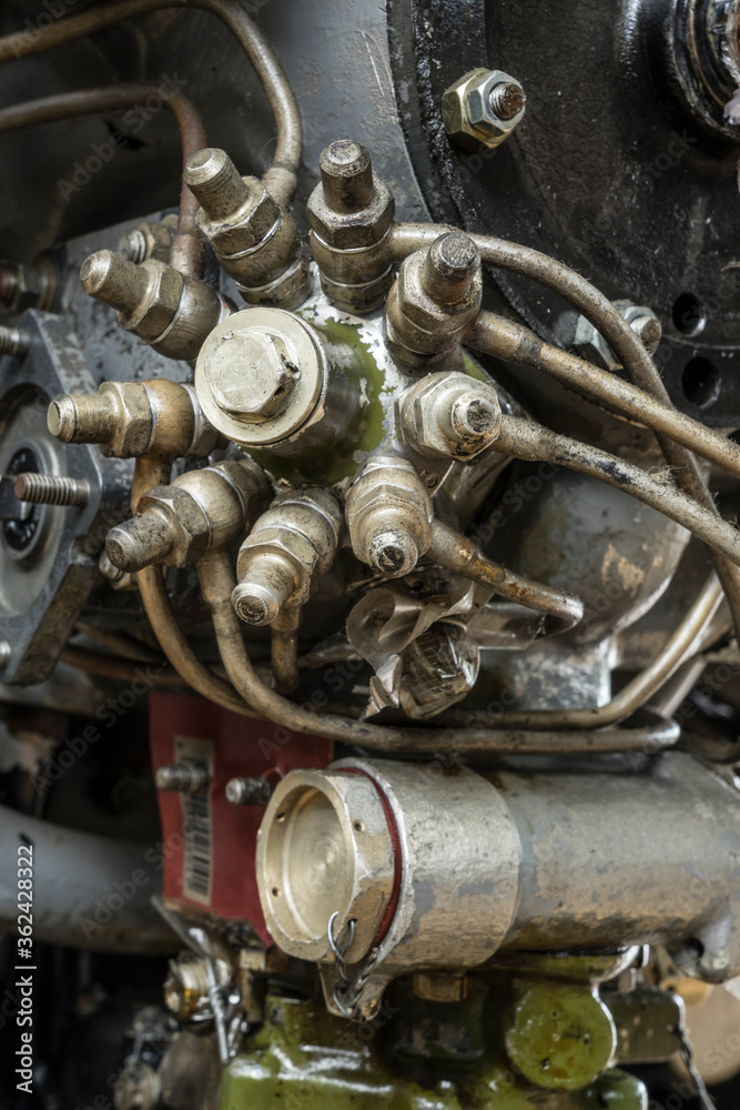 detail of a historic rotary engine detail of a historic rotary engine