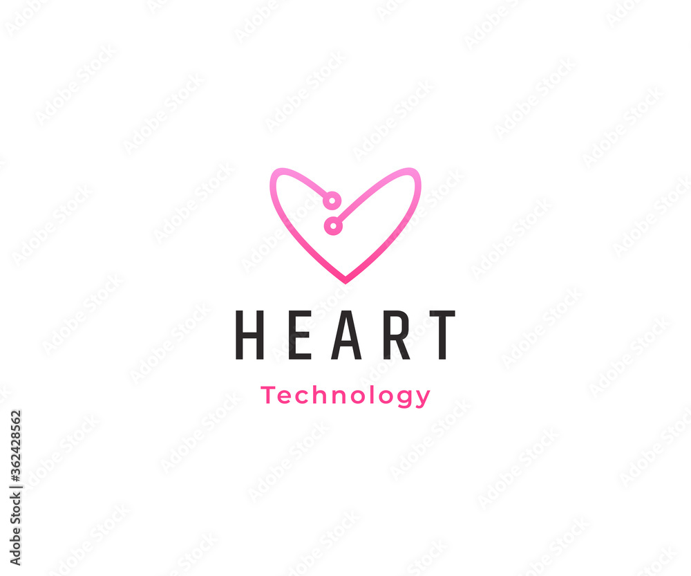Heart technology logo design vector template