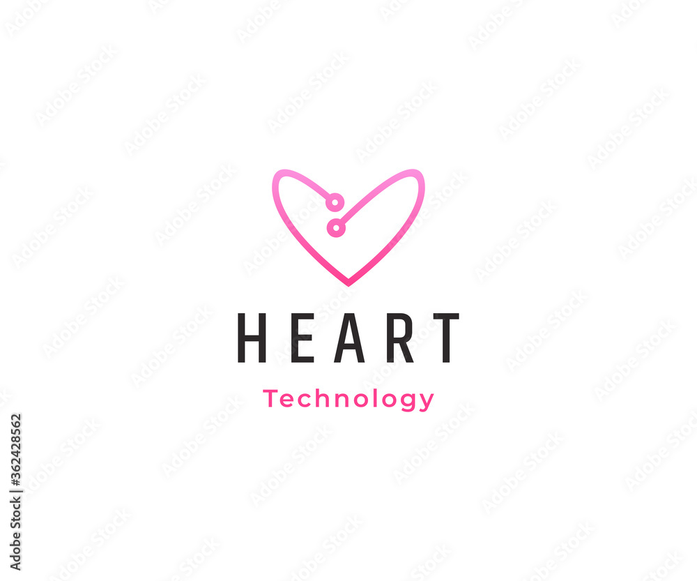 Heart technology logo design vector template Heart technology logo design vector template