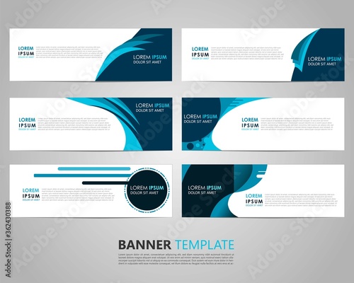 Set six Business Vector abstract blue banner design template. Collection of web banner template. Abstract banner template. can used for header, footer, layout, letterhed, landing page