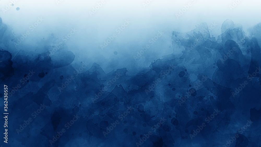Abstract blue watercolor background painting, dark blue abstract ...