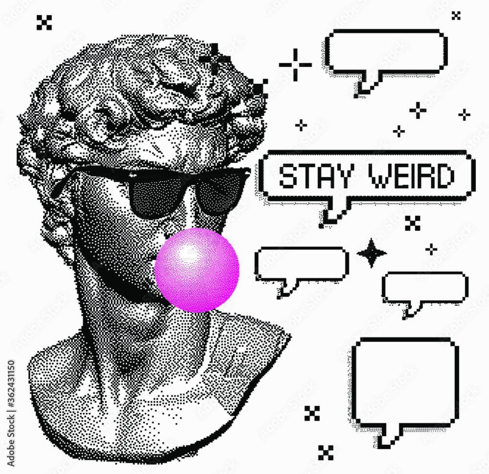 Classical Bust Sculpture Chewing Bubblegum And Wearing Sunglasses 3D