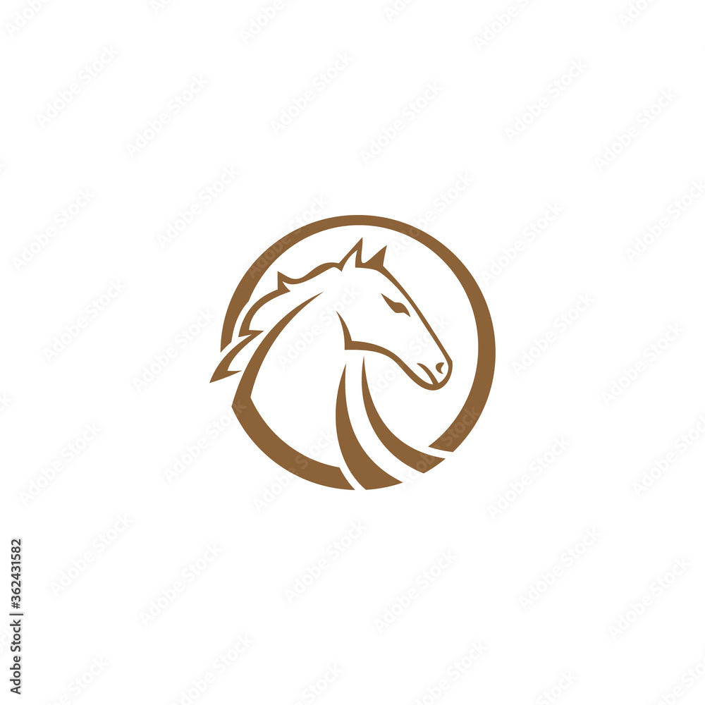 Horse Head Logo Vector Template On Round Frame Horse Head Logo Vector Template On Round Frame