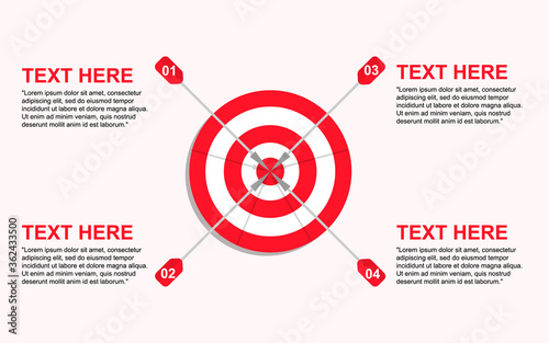 Target with four arrows with numbers and text, infographic template, vector eps10 illustration
