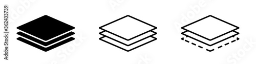 Layer line icon. Vector isolated elements. Outline three layers of roof vector icon. Stock vector.